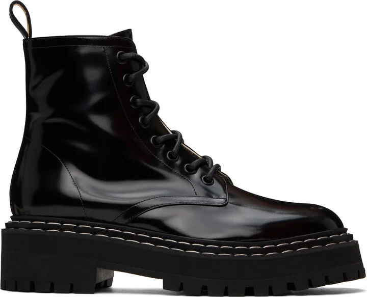 Proenza Schouler Black Lug Sole Lace Up Boots