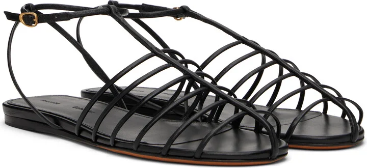 Proenza Schouler Black Tee Cage Flat Sandals - Image 4