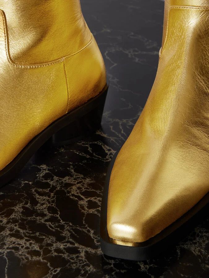 Proenza Schouler - Bronco Metallic Leather Ankle Boots - Gold - Image 4