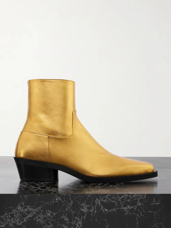 Proenza Schouler - Bronco Metallic Leather Ankle Boots - Gold