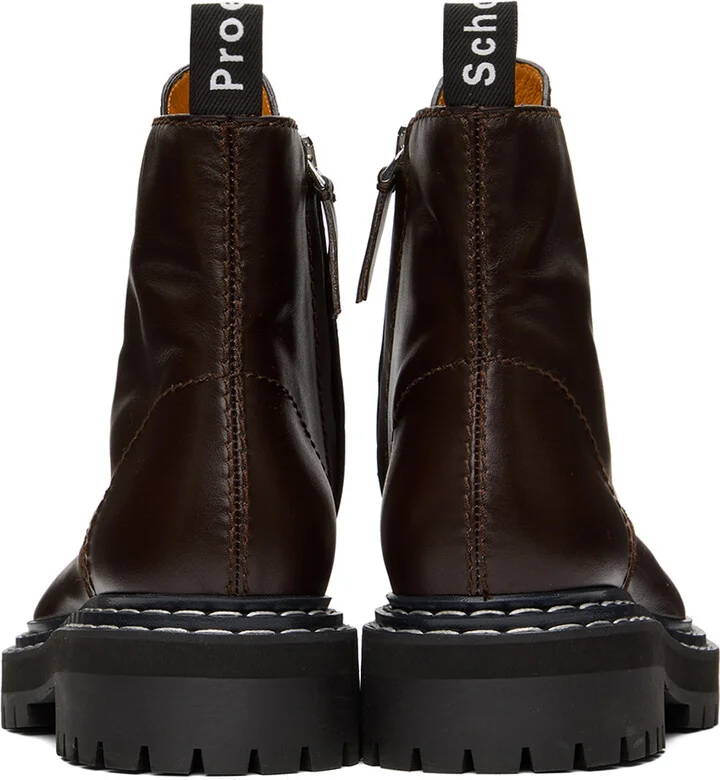 Proenza Schouler Brown Lug Sole Combat Boots - Image 2