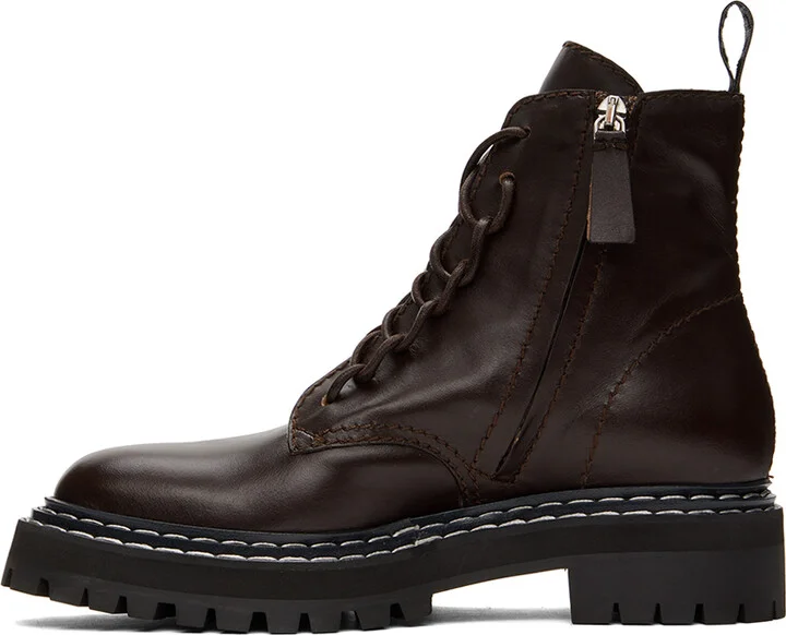 Proenza Schouler Brown Lug Sole Combat Boots - Image 3