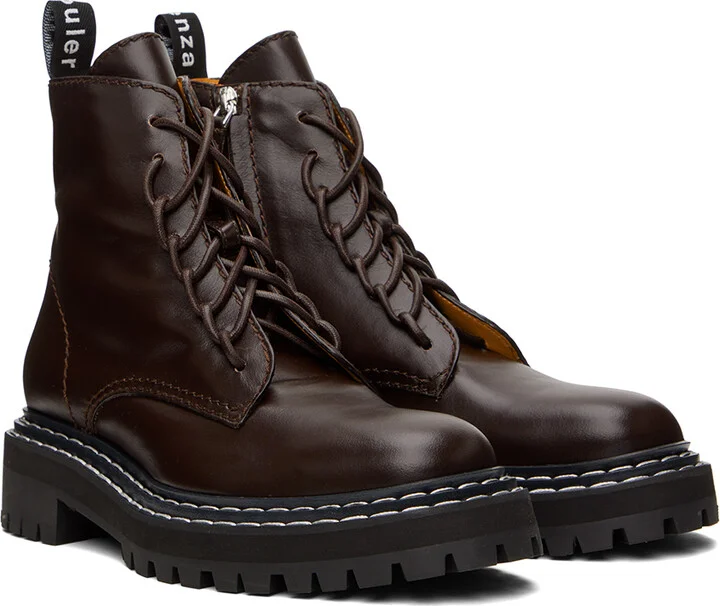 Proenza Schouler Brown Lug Sole Combat Boots - Image 4