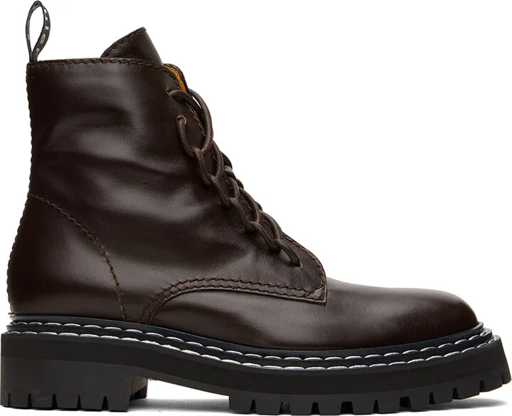 Proenza Schouler Brown Lug Sole Combat Boots