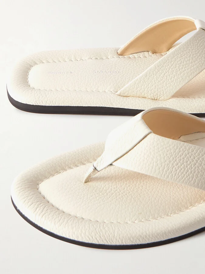 Proenza Schouler - Cooper Textured-leather Flip Flops - Cream - Image 4