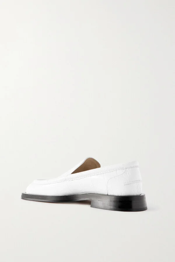 Proenza Schouler - Croc-effect Leather Loafers - White - Image 3