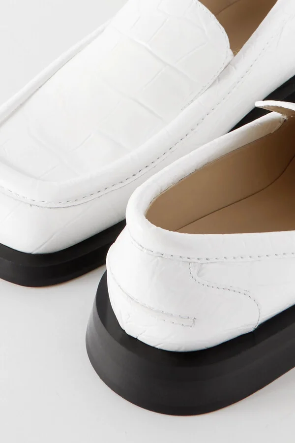 Proenza Schouler - Croc-effect Leather Loafers - White - Image 4