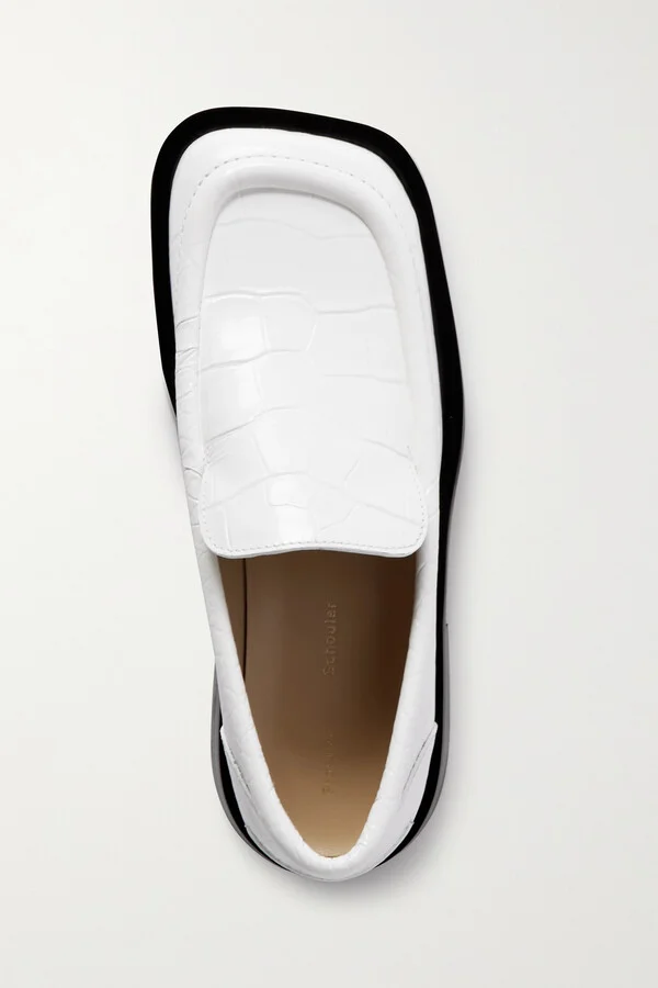 Proenza Schouler - Croc-effect Leather Loafers - White - Image 5