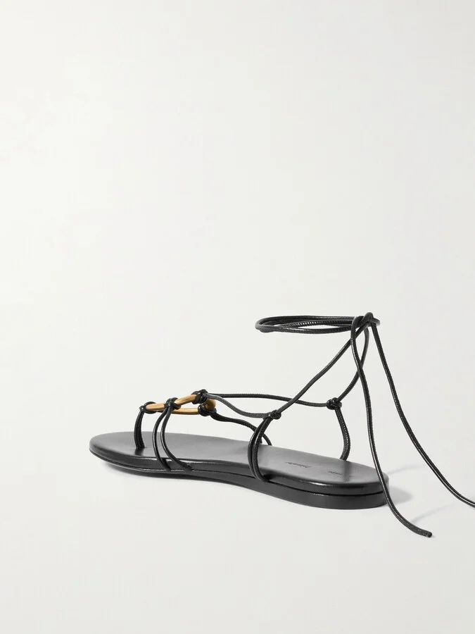 Proenza Schouler - Embellished Leather Sandals - Black - Image 3