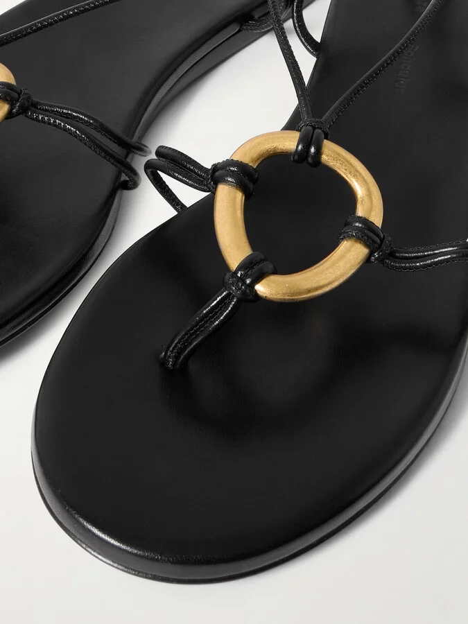 Proenza Schouler - Embellished Leather Sandals - Black - Image 4