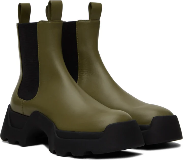 Proenza Schouler Khaki Stomp Chelsea Boots - Image 4