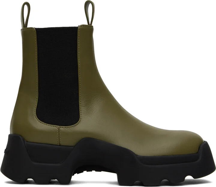 Proenza Schouler Khaki Stomp Chelsea Boots