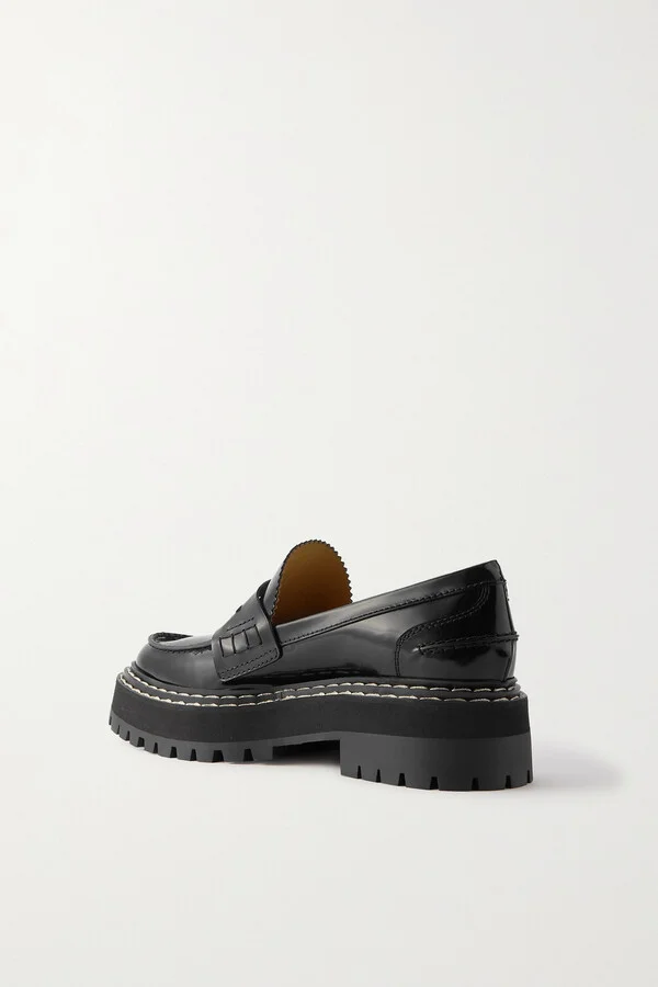 Proenza Schouler - Lug Sole Glossed-leather Platform Loafers - Black - Image 3