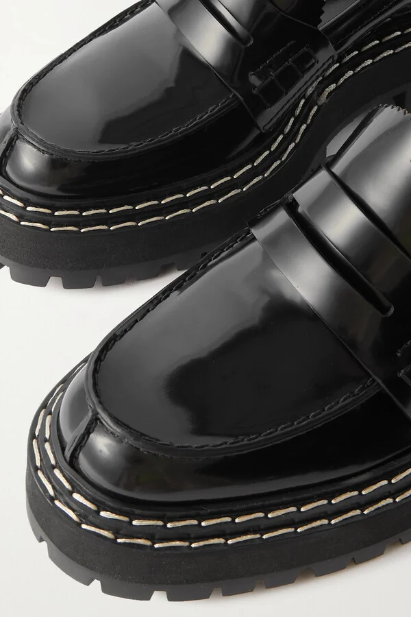 Proenza Schouler - Lug Sole Glossed-leather Platform Loafers - Black - Image 4