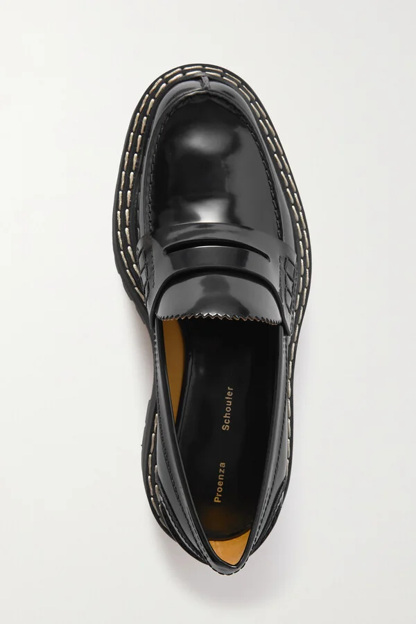 Proenza Schouler - Lug Sole Glossed-leather Platform Loafers - Black - Image 5
