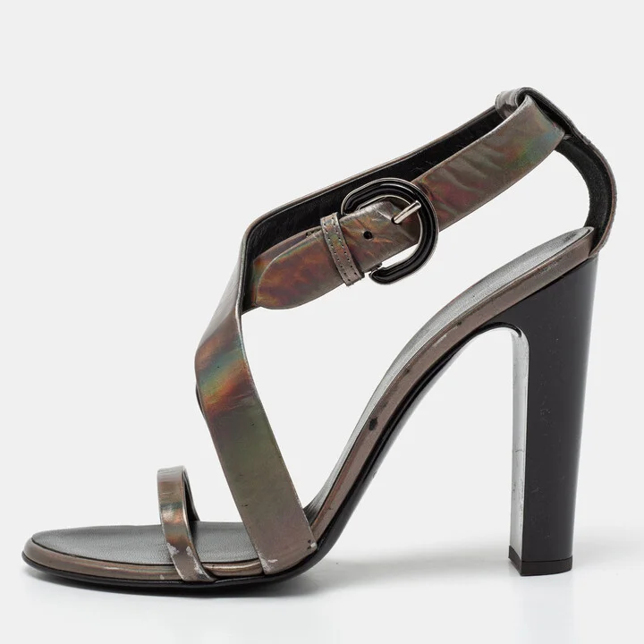 Proenza Schouler Metallic Patent Leather Iridescent Strappy Sandals Size 37.5