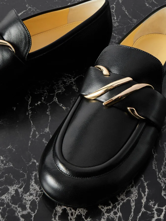 Proenza Schouler - Monogram Embellished Leather Loafers - Black - Image 4
