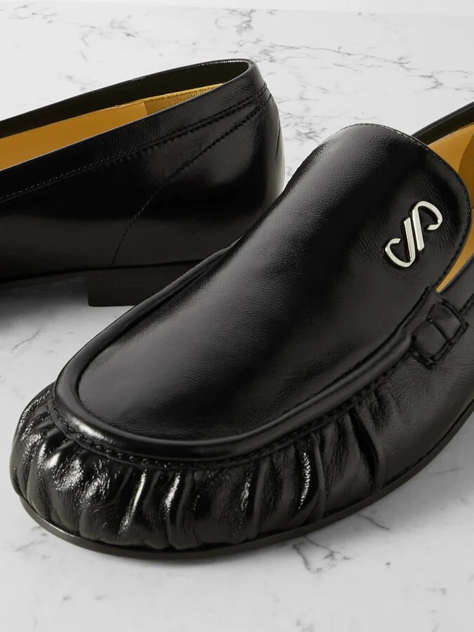 Proenza Schouler - Park Embellished Glossed Textured-leather Loafers - Black - Image 4