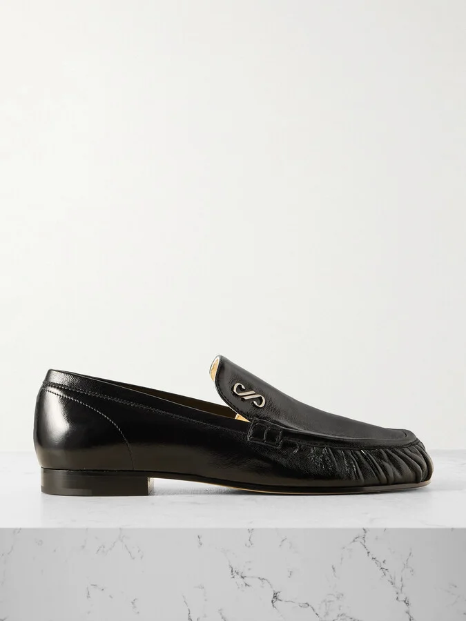 Proenza Schouler - Park Embellished Glossed Textured-leather Loafers - Black