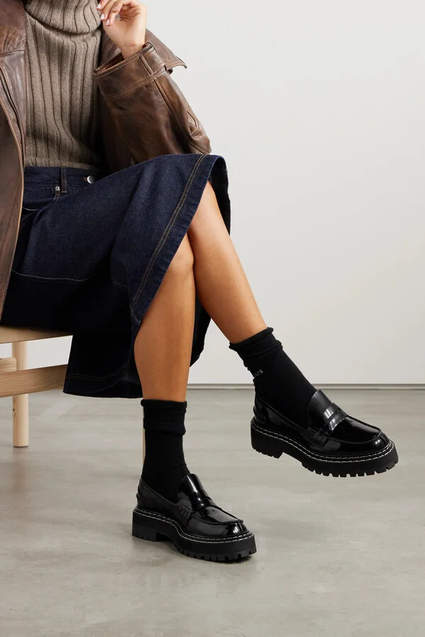 Proenza Schouler - Patent-leather Platform Loafers - Black - Image 2