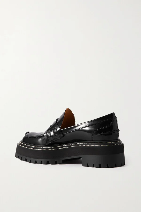 Proenza Schouler - Patent-leather Platform Loafers - Black - Image 3