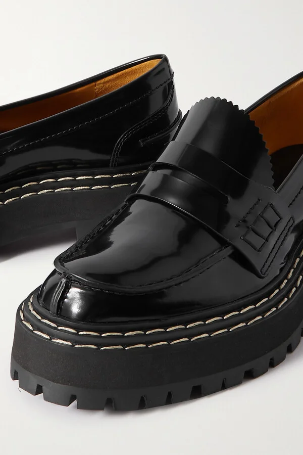 Proenza Schouler - Patent-leather Platform Loafers - Black - Image 4