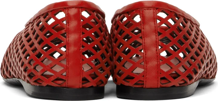 Proenza Schouler Red Tee Perforated Ballerina Flats - Image 2