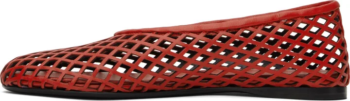 Proenza Schouler Red Tee Perforated Ballerina Flats - Image 3