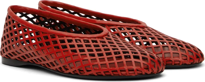 Proenza Schouler Red Tee Perforated Ballerina Flats - Image 4