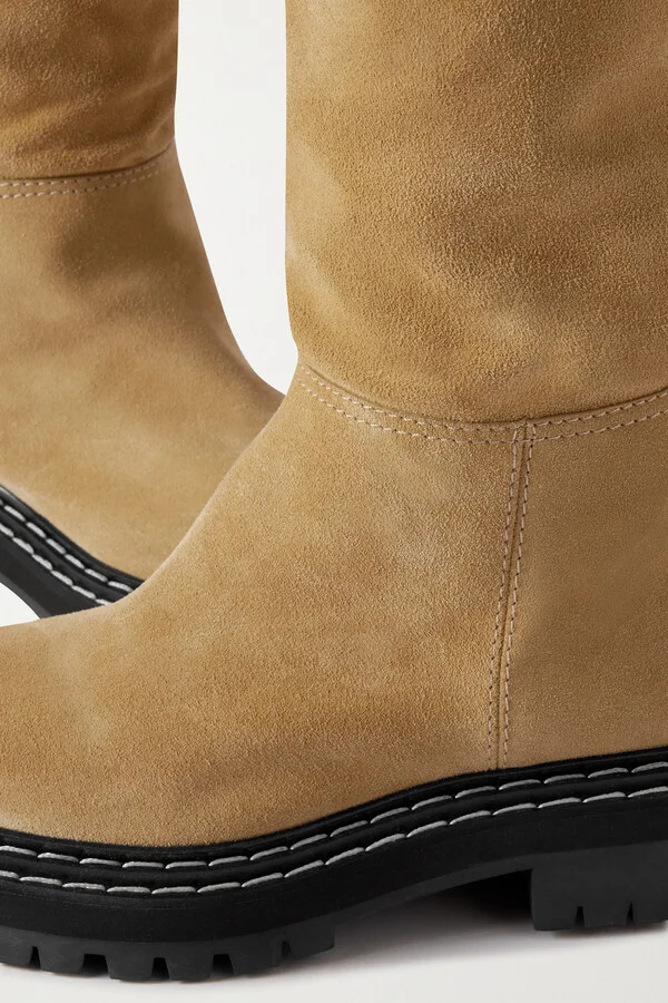 Proenza Schouler - Shearling-trimmed Suede Knee Boots - Neutrals - Image 4