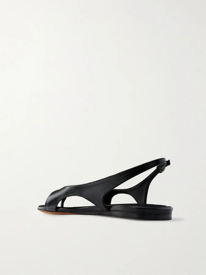 Proenza Schouler - Slash Cutout Glossed-leather Slingback Sandals - Black - Image 3