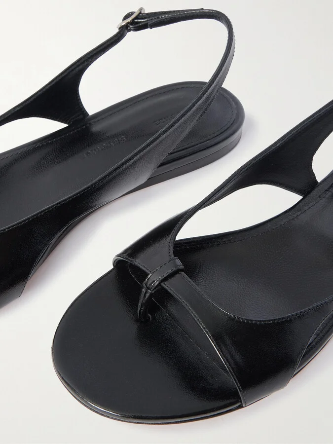 Proenza Schouler - Slash Cutout Glossed-leather Slingback Sandals - Black - Image 4