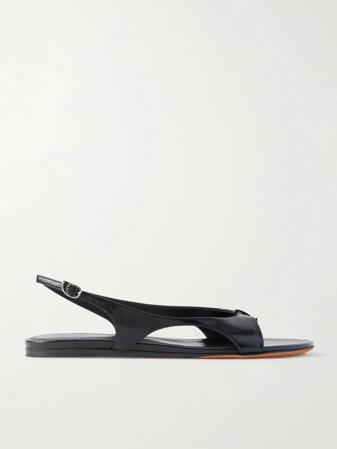 Proenza Schouler - Slash Cutout Glossed-leather Slingback Sandals - Black