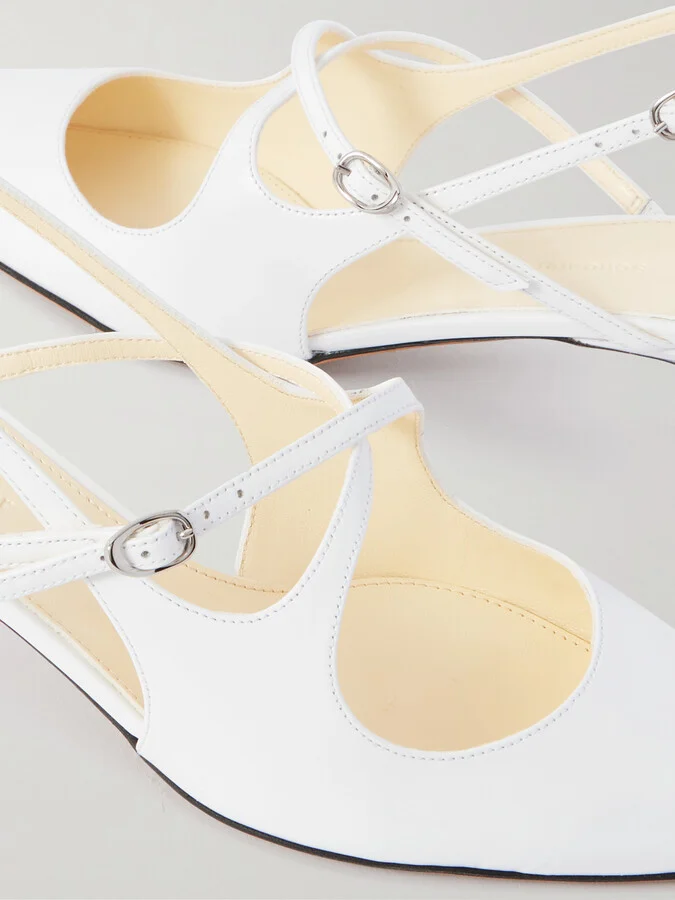 Proenza Schouler - Slash Leather Slingback Pumps - White - Image 4