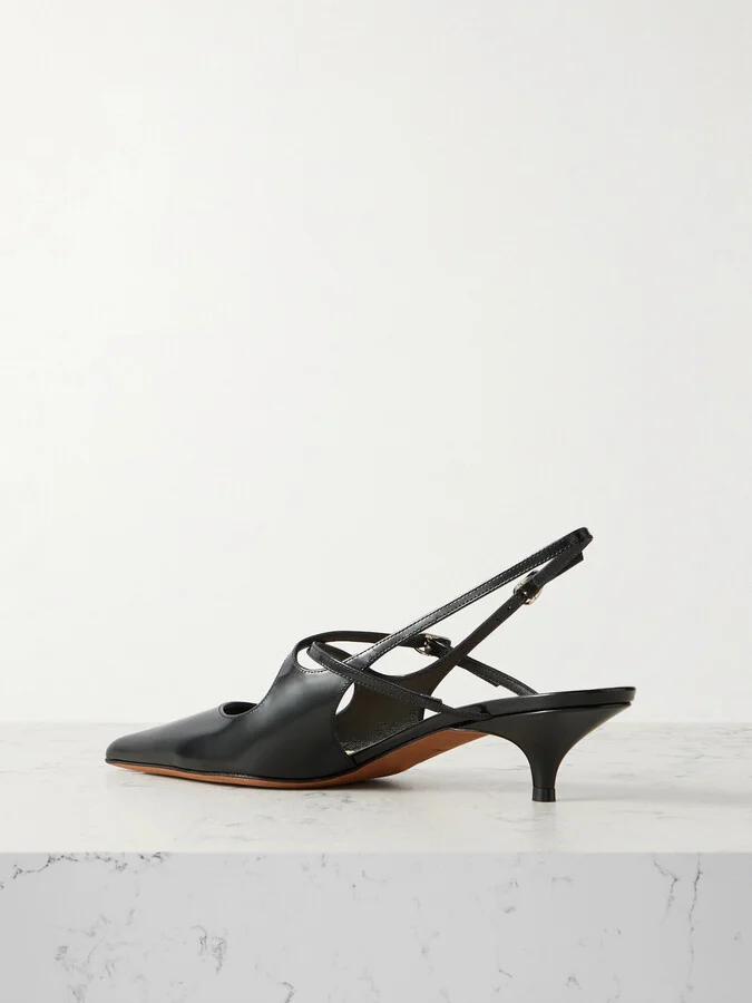 Proenza Schouler - Slash Patent-leather Slingback Pumps - Black - Image 3