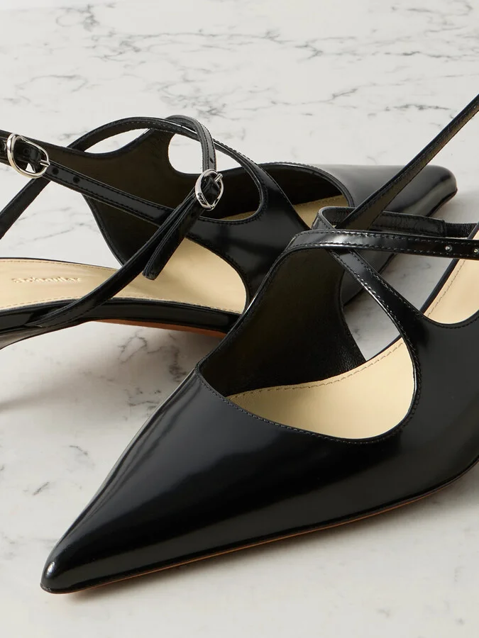 Proenza Schouler - Slash Patent-leather Slingback Pumps - Black - Image 4