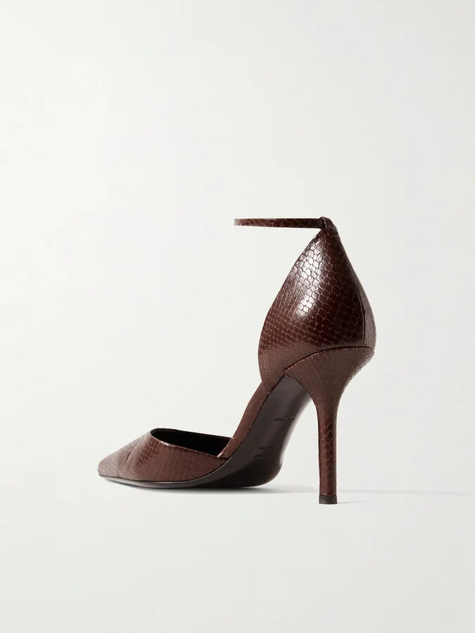 Proenza Schouler - Snake-effect Leather Slingback Pumps - Brown - Image 3