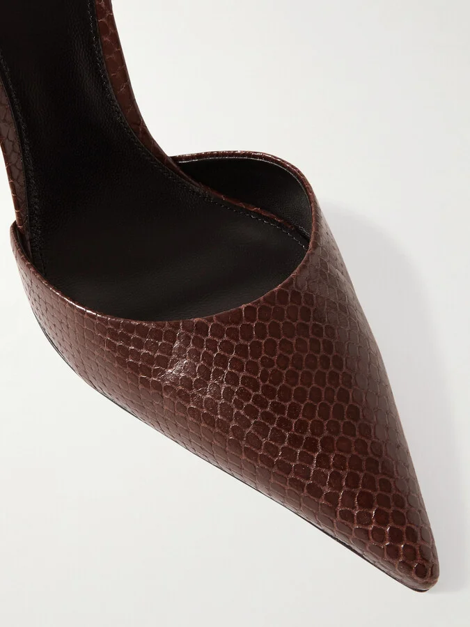 Proenza Schouler - Snake-effect Leather Slingback Pumps - Brown - Image 4