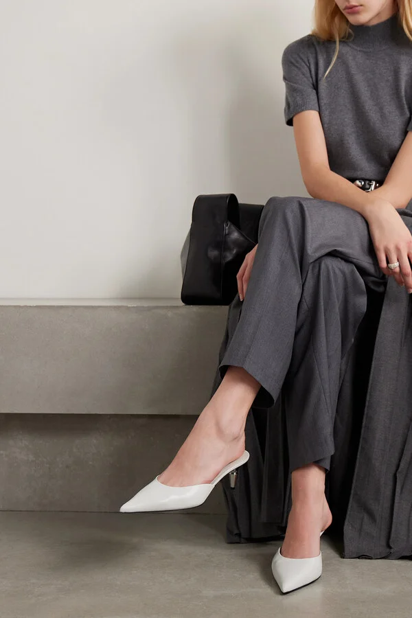 Proenza Schouler - Spike Leather Mules - White - Image 2