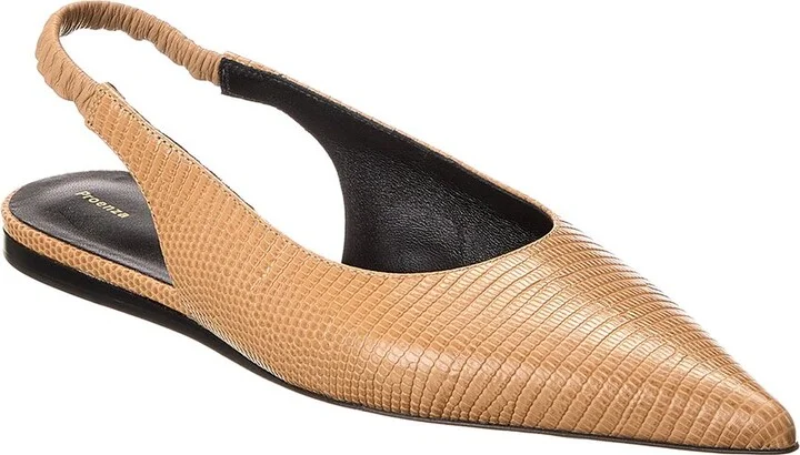 Proenza Schouler Spike Lizard-Embossed Leather Slingback Flat