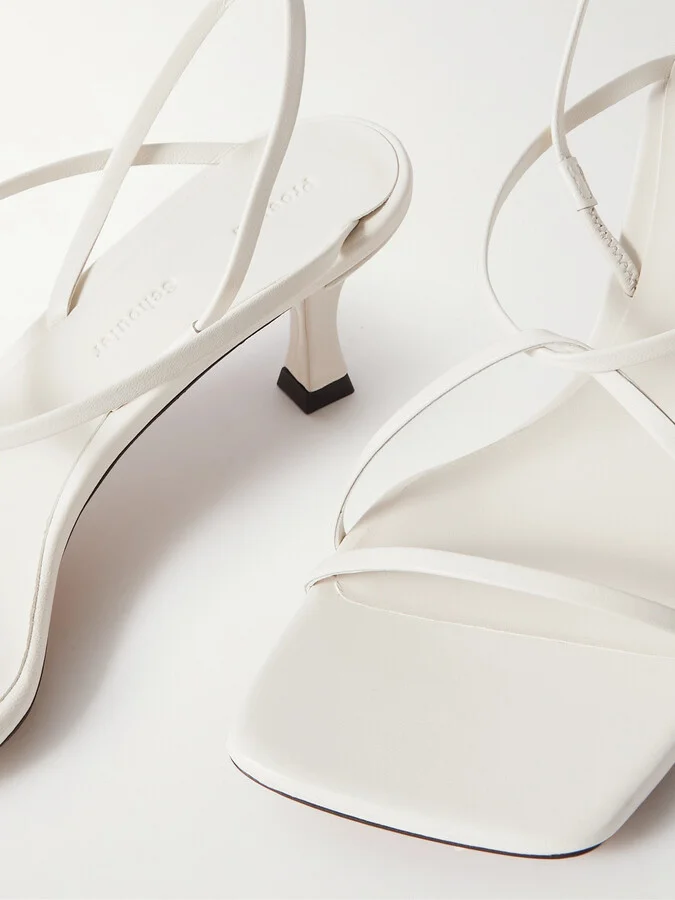 Proenza Schouler - Square Strappy Leather Sandals - Neutrals - Image 4