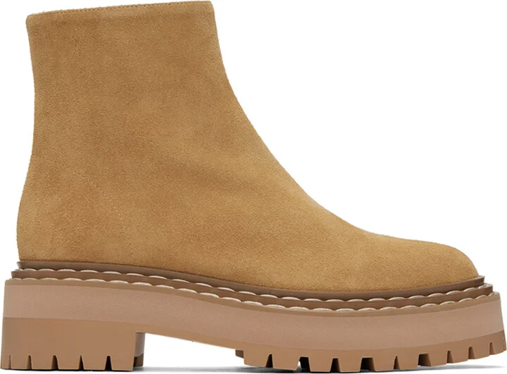 Proenza Schouler Tan Lug Sole Platform Boots