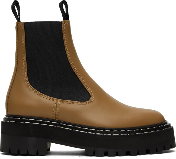 Proenza Schouler Tan Platform Chelsea Boots