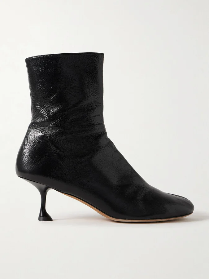 Proenza Schouler - Tee Crinkled-leather Ankle Boots - Black