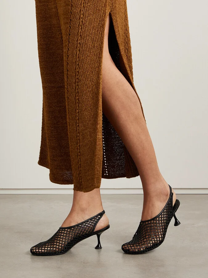 Proenza Schouler - Tee Cutout Leather Slingback Pumps - Black - Image 2