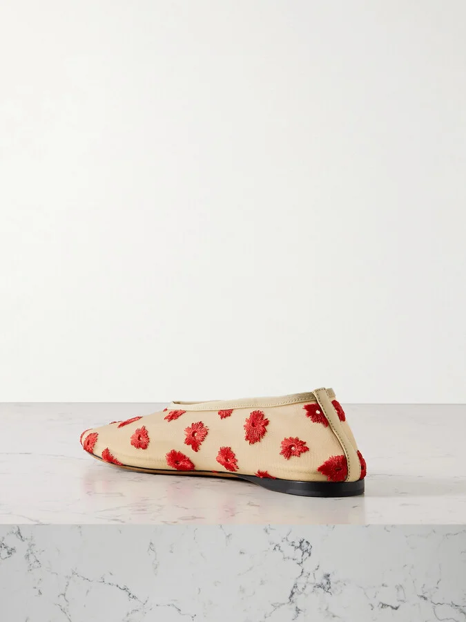 Proenza Schouler - Tee Embroidered Mesh Ballet Flats - Cream - Image 2