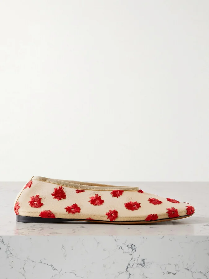 Proenza Schouler - Tee Embroidered Mesh Ballet Flats - Cream