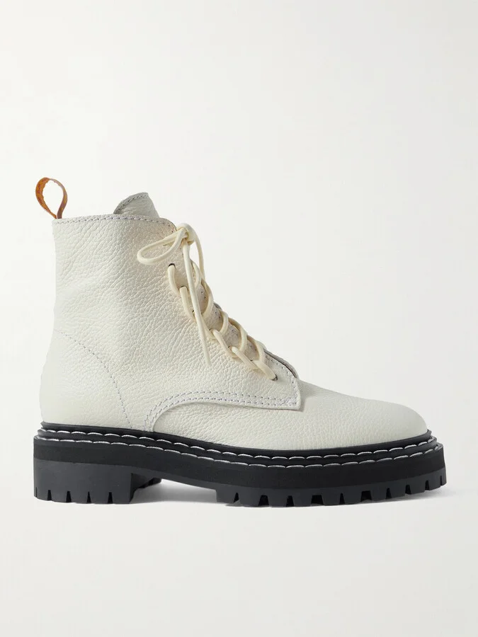 Proenza Schouler - Textured-leather Ankle Boots - White