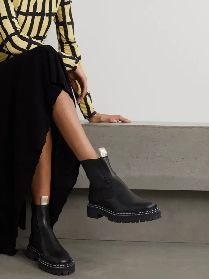 Proenza Schouler - Topstitched Leather Chelsea Boots - Black - Image 2