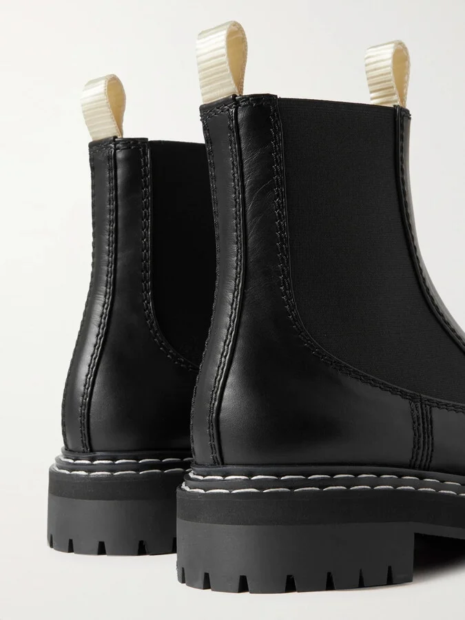 Proenza Schouler - Topstitched Leather Chelsea Boots - Black - Image 4